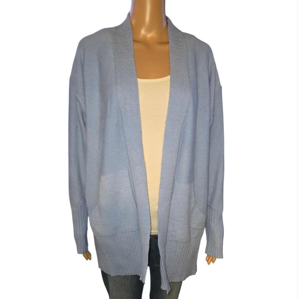 Light Blue Open-Front Women's Cardigan Sweater